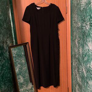 Maggy London Black Short Sleeve Long Dress with row of buttons